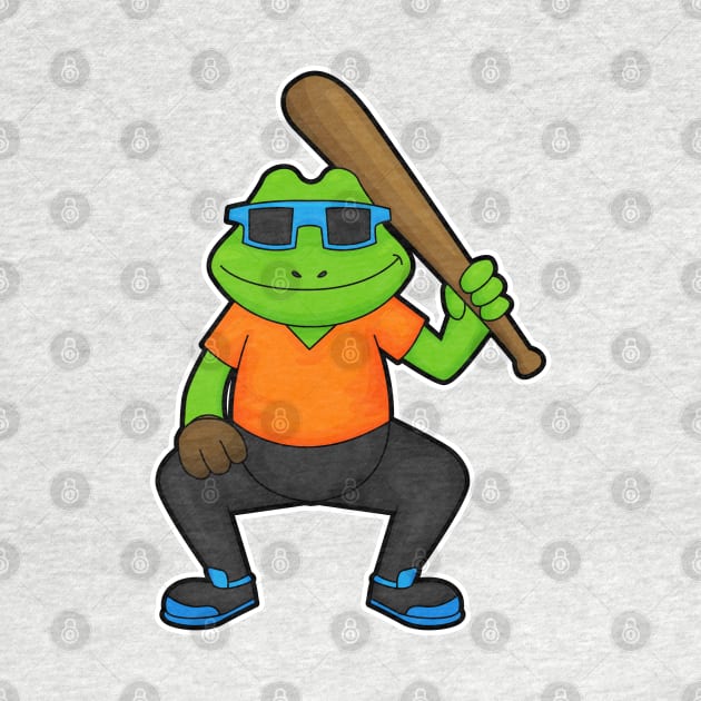 Frog at Baseball with Baseball bat & Sunglasses by Markus Schnabel